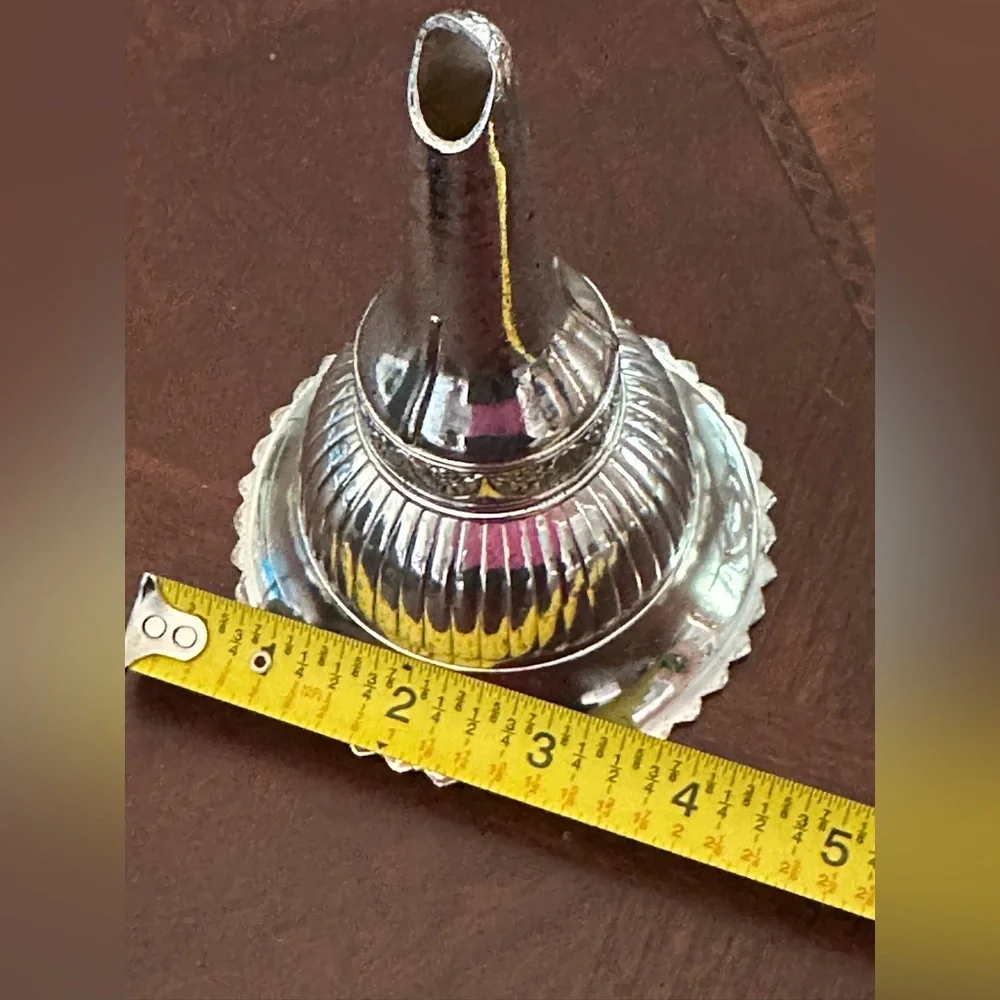 Vintage Silverplate Wine Funnel with Strainer Tudor Rose Pattern 2-Piece Bar